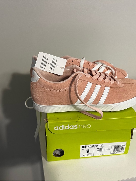 adidas Shoes - adidas Pink Courtset W Suede Sneakers with White Stripes